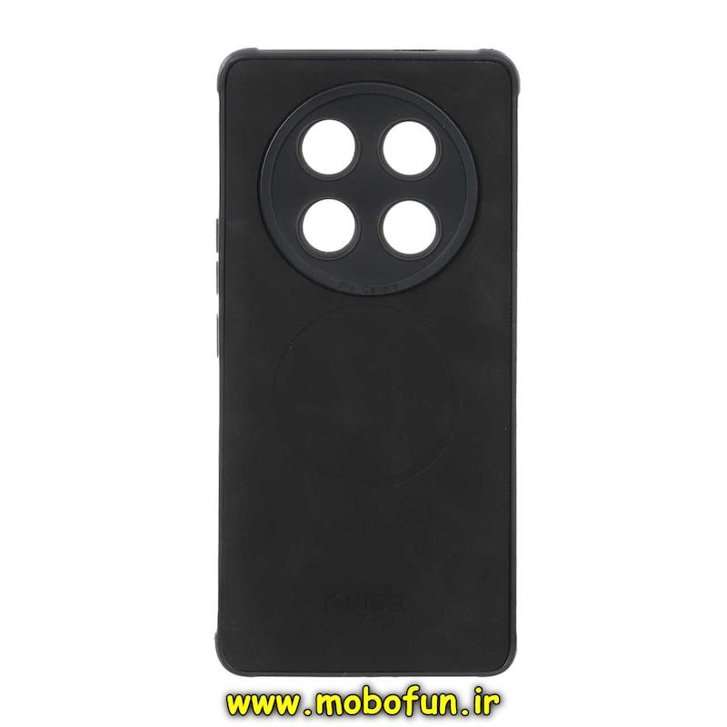 قاب گوشی Honor X9C آنر ژله ای چرمی جیر کجسا KAJSA طرح مگ سیف Magsafe محافظ لنزدار مشکی کد 94011