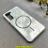 قاب گوشی Galaxy S21 FE سامسونگ سخت Hard لیزری IMD لاکچری طرح مگ سیف مرمری نقره ای کد 104130