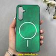 قاب گوشی Galaxy S23 FE سامسونگ سخت Hard لیزری IMD لاکچری طرح مگ سیف مرمری سبز کد 104133