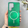 قاب گوشی Galaxy S25 Ultra سامسونگ سخت Hard لیزری IMD لاکچری طرح مگ سیف مرمری سبز کد 104143