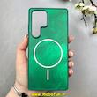 قاب گوشی Galaxy S25 Ultra سامسونگ سخت Hard لیزری IMD لاکچری طرح مگ سیف مرمری سبز کد 104143