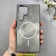 قاب گوشی Galaxy S23 Ultra سامسونگ سخت Hard لیزری IMD لاکچری طرح مگ سیف مرمری مشکی کد 104147