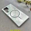 قاب گوشی Galaxy S22 Ultra سامسونگ سخت Hard لیزری IMD لاکچری طرح مگ سیف مرمری نقره ای کد 104153