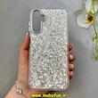 قاب گوشی Galaxy A14 سامسونگ اورجینال فانتزی برجسته رزینی لنز کرومی طرح شاین نقره ای کد 103451