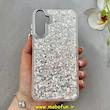 قاب گوشی Galaxy A15 سامسونگ اورجینال فانتزی برجسته رزینی لنز کرومی طرح شاین نقره ای کد 103454