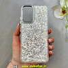 قاب گوشی Galaxy A32 4G سامسونگ اورجینال فانتزی برجسته رزینی لنز کرومی طرح شاین نقره ای کد 103485