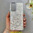 قاب گوشی Galaxy A32 4G سامسونگ اورجینال فانتزی برجسته رزینی لنز کرومی طرح شاین نقره ای کد 103485