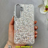 قاب گوشی Galaxy A35 سامسونگ اورجینال فانتزی برجسته رزینی لنز کرومی طرح شاین نقره ای کد 103489