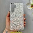 قاب گوشی Galaxy A35 سامسونگ اورجینال فانتزی برجسته رزینی لنز کرومی طرح شاین نقره ای کد 103489