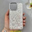 قاب گوشی iPhone 13 Pro آیفون اورجینال فانتزی برجسته رزینی لنز کرومی طرح شاین نقره ای کد 103537
