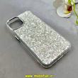 قاب گوشی iPhone 13 / iPhone 14 آیفون اورجینال فانتزی برجسته رزینی لنز کرومی طرح شاین نقره ای کد 103538