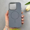 قاب گوشی iPhone 16 Pro آیفون اورجینال Q SERIES براق دوتیکه مگ سیف دار خاکستری کد 103601