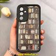 قاب گوشی Galaxy S23 FE سامسونگ سیلیکونی Solid فانتزی چاپی محافظ لنزدار درجه یک طرح کتابخانه مشکی کد 103654
