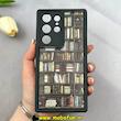 قاب گوشی Galaxy S23 Ultra سامسونگ سیلیکونی Solid فانتزی چاپی محافظ لنزدار درجه یک طرح کتابخانه مشکی کد 103658