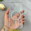 قاب گوشی iPhone 16 آیفون فول طلقی مگ سیف دار طرح طلقی شیشه ای شاین زیرباز شفاف کد 104338