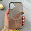 قاب گوشی iPhone 16 آیفون فول طلقی مگ سیف دار طرح طلقی شیشه ای شاین زیرباز شفاف کد 104340