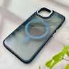 قاب گوشی iPhone 13 / iPhone 14 / iPhone 16e آیفون شیشه ای مگ سیف دار مگنتی اورجینال Unique Case لنز فلزی مشکی آبی کد 104355
