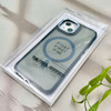قاب گوشی iPhone 13 / iPhone 14 / iPhone 16e آیفون شیشه ای مگ سیف دار مگنتی اورجینال Unique Case لنز فلزی مشکی آبی کد 104355