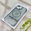 قاب گوشی iPhone 13 / iPhone 14 / iPhone 16e آیفون شیشه ای مگ سیف دار مگنتی اورجینال Unique Case لنز فلزی مشکی آبی کد 104355
