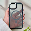 قاب گوشی iPhone 13 / iPhone 14 / iPhone 16e آیفون شیشه ای مگ سیف دار مگنتی اورجینال Unique Case لنز فلزی مشکی خاکستری کد 104356