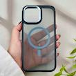 قاب گوشی iPhone 13 Pro Max آیفون شیشه ای مگ سیف دار مگنتی اورجینال Unique Case لنز فلزی مشکی آبی کد 104357