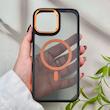 قاب گوشی iPhone 13 Pro Max آیفون شیشه ای مگ سیف دار مگنتی اورجینال Unique Case لنز فلزی مشکی نارنجی کد 104360