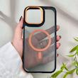 قاب گوشی iPhone 16 Pro Max آیفون شیشه ای مگ سیف دار مگنتی اورجینال Unique Case لنز فلزی مشکی نارنجی کد 104361