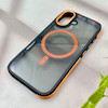 قاب گوشی iPhone 17 آیفون شیشه ای مگ سیف دار مگنتی اورجینال Unique Case لنز فلزی مشکی نارنجی کد 104376