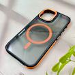 قاب گوشی iPhone 16 آیفون شیشه ای مگ سیف دار مگنتی اورجینال Unique Case لنز فلزی مشکی نارنجی کد 104379