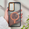 قاب گوشی Galaxy S24 FE سامسونگ شیشه ای مگ سیف دار مگنتی اورجینال Unique Case لنز فلزی مشکی نارنجی کد 104384