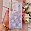 قاب گوشی Galaxy S23 Ultra سامسونگ طلقی شفاف هولوگرامی طرح سه بعدی قلبی گل لاله کد 104480