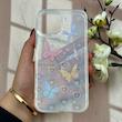 قاب گوشی iPhone 12 Pro Max آیفون طلقی شفاف هولوگرامی طرح سه بعدی قلبی پروانه کد 104490