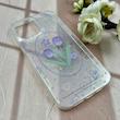 قاب گوشی iPhone 13 Pro Max آیفون طلقی شفاف هولوگرامی طرح سه بعدی قلبی گل لاله کد 104495