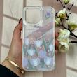 قاب گوشی iPhone 14 Pro Max آیفون طلقی شفاف هولوگرامی طرح سه بعدی قلبی گل لاله کد 104496