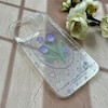 قاب گوشی iPhone 14 Pro Max آیفون طلقی شفاف هولوگرامی طرح سه بعدی قلبی گل لاله کد 104497