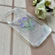 قاب گوشی iPhone 15 Pro Max آیفون طلقی شفاف هولوگرامی طرح سه بعدی قلبی گل لاله کد 104505
