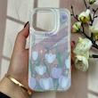 قاب گوشی iPhone 16 Pro آیفون طلقی شفاف هولوگرامی طرح سه بعدی قلبی گل لاله کد E10-104514