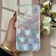 قاب گوشی iPhone 16 آیفون طلقی شفاف هولوگرامی طرح سه بعدی قلبی گل لاله کد 104516