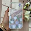 قاب گوشی iPhone 15 آیفون طلقی شفاف هولوگرامی طرح سه بعدی قلبی گل لاله کد 104525