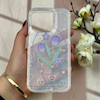 قاب گوشی iPhone 15 Pro آیفون طلقی شفاف هولوگرامی طرح سه بعدی قلبی گل لاله کد 104526