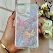 قاب گوشی iPhone 11 Pro آیفون طلقی شفاف هولوگرامی طرح سه بعدی قلبی پروانه کد 104536