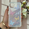 قاب گوشی iPhone 13 / iPhone 14 آیفون طلقی شفاف هولوگرامی طرح سه بعدی قلبی پروانه کد 104548