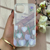 قاب گوشی iPhone 13 / iPhone 14 آیفون طلقی شفاف هولوگرامی طرح سه بعدی قلبی گل لاله کد 104551