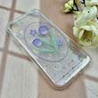 قاب گوشی iPhone X / iPhone XS آیفون طلقی شفاف هولوگرامی طرح سه بعدی قلبی گل لاله کد 104554