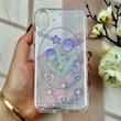 قاب گوشی iPhone X / iPhone XS آیفون طلقی شفاف هولوگرامی طرح سه بعدی قلبی گل لاله کد 104554
