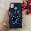 قاب گوشی Galaxy A10S سامسونگ لدر دیزاین SOFT Lether Design فانتزی سیلیکونی طرح چرمی برجسته کیتی سرمه ای کد 104920