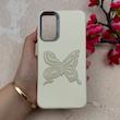 قاب گوشی Galaxy A15 سامسونگ لدر دیزاین SOFT Lether Design فانتزی سیلیکونی طرح چرمی برجسته پروانه شیری کد 104939