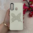 قاب گوشی Galaxy A20S سامسونگ لدر دیزاین SOFT Lether Design فانتزی سیلیکونی طرح چرمی برجسته پروانه شیری کد 104947