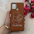 قاب گوشی Galaxy A21S سامسونگ لدر دیزاین SOFT Lether Design فانتزی سیلیکونی طرح چرمی برجسته Pooh قهوه ای کد 104952