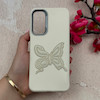 قاب گوشی Galaxy A25 سامسونگ لدر دیزاین SOFT Lether Design فانتزی سیلیکونی طرح چرمی برجسته پروانه شیری کد 104955